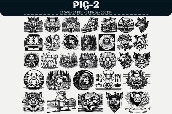 Download Pig Vector Clipart – 31 Designs - Design Collection