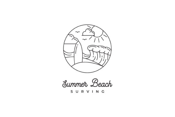 Download Line Art Surfing Logo Design Template - Design Collection