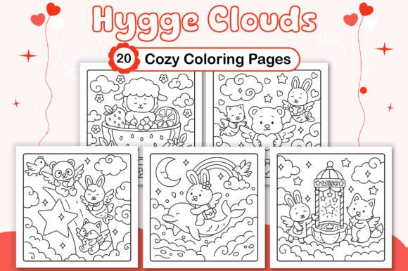 Download Hygge Clouds Cozy Coloring Pages - Premium Bundle