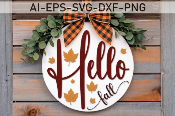 Download Hello Fall Door Sign SVG–Perfect Design - Design Collection